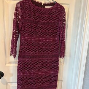 NWOT Trina Turk Los Angeles Plum Geddes Lace Dress - Size 0